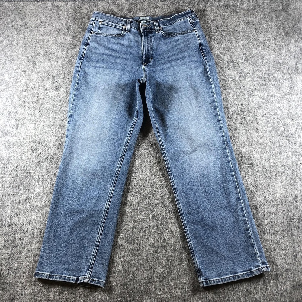 L.L.Bean Jeans Womens 14 PET Medium Wash Straight Stretch Denim‎